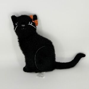 Cynthia Rowley Curious Black Cat Plush Halloween Decor 13x22 Stuffed Figure